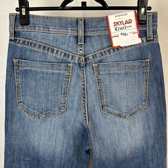 NEW Cruel Denim Skylar Jeans Sky-High Rise Crop Sz 28/5 Distressed Stonewash 26" - Picture 2 of 6